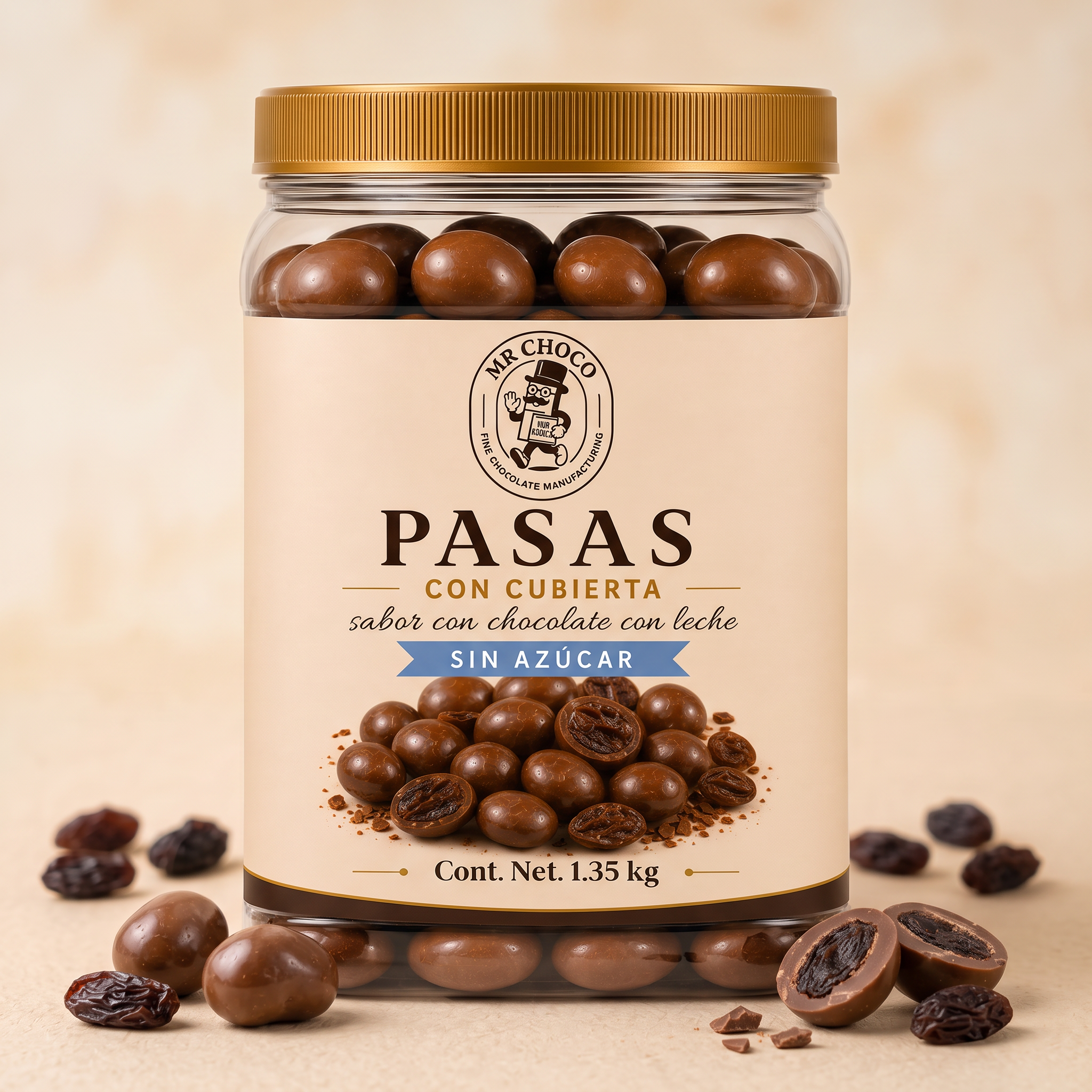 Pasas con Chocolate con Leche SIN AZÚCAR 1.35 kg